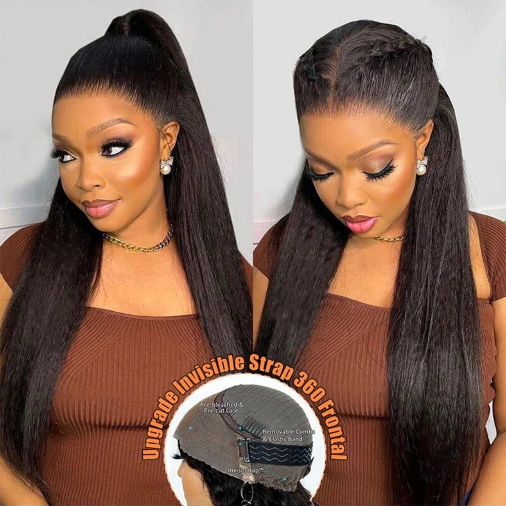 New Ashimary 22" 100% Human Hair Light Yaki Invisi-Strap™ 360 Lace Wig - Picture 9 of 10